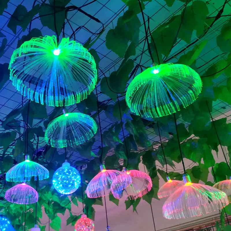 Для праздничного декора, садовое украшение новейшего дизайна 20 см, светодиодная волоконно-оптическая Медуза, уличное рождественское освещение на солнечной батарее