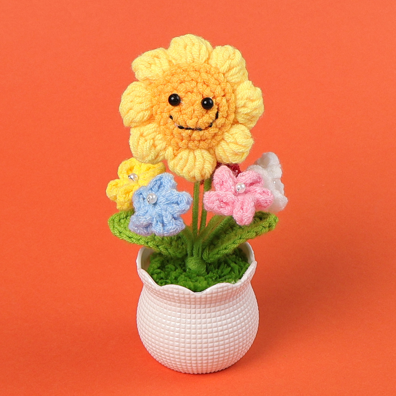4 caras sonrientes Olvidarme-no flor