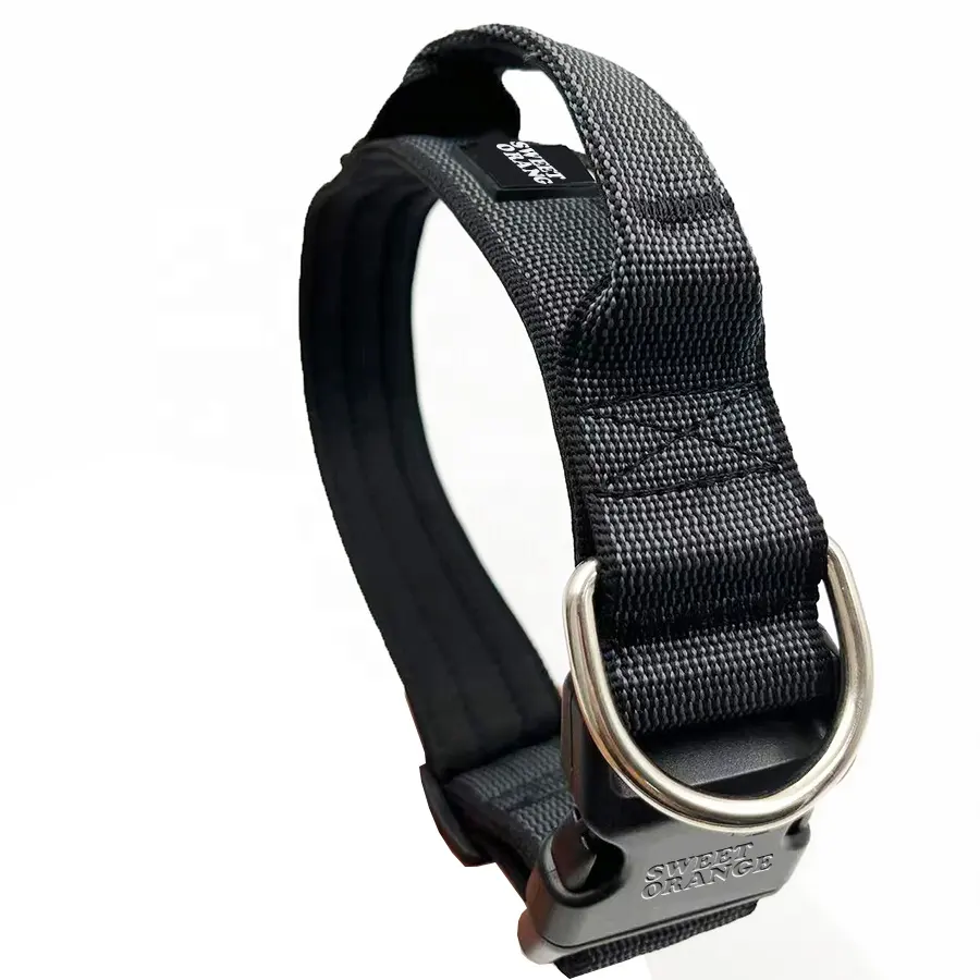 Heavy duty Hunting Comfortable Padded Release buckle Tactical Sporting Nylon Big dog collar For Training Dogs With Handle