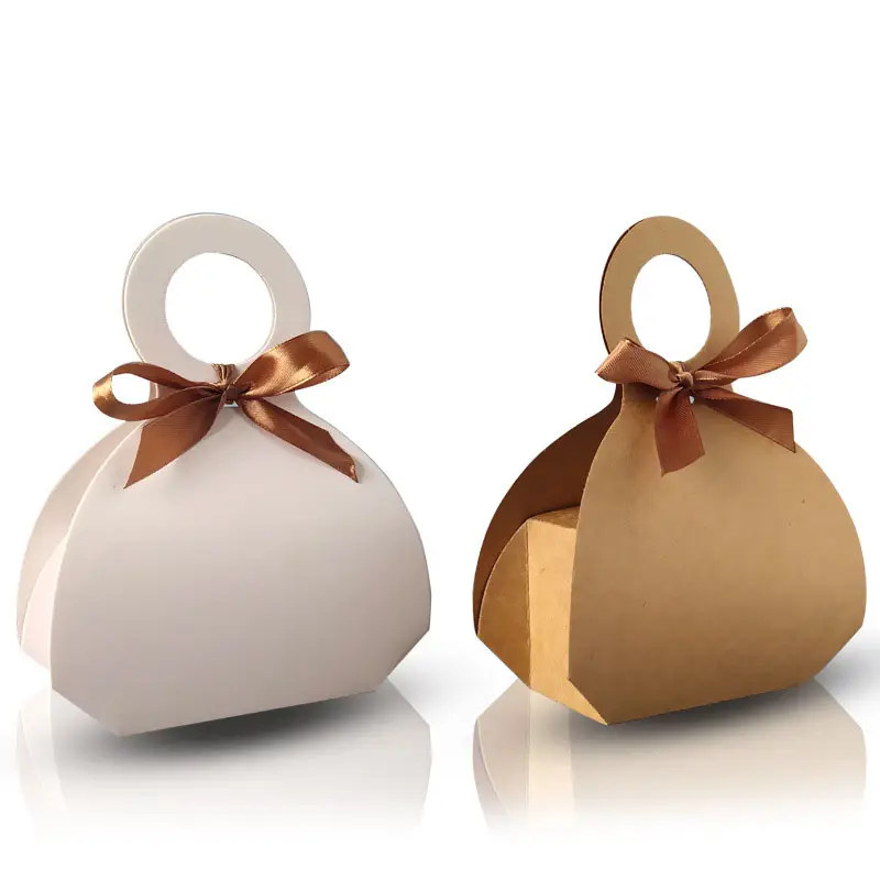 Ingrosso piccolo contenitore di caramelle per la festa di carta bomboniera portatile pieghevole in carta kraft scatola regalo di nozze