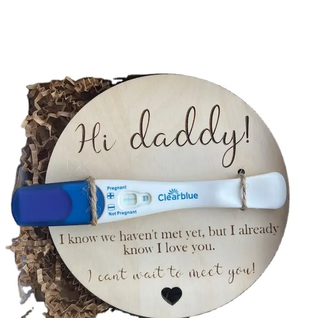 Nouveau papa cadeau cartes en bois découpées au laser test de grossesse souvenir annonce de grossesse à papa
