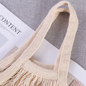 Grandi borse di cotone a rete con motivo a righe Logo lavabile in corda riutilizzabile eco-friendly semplice ecologia Design per lo Shopping - Product Image 5