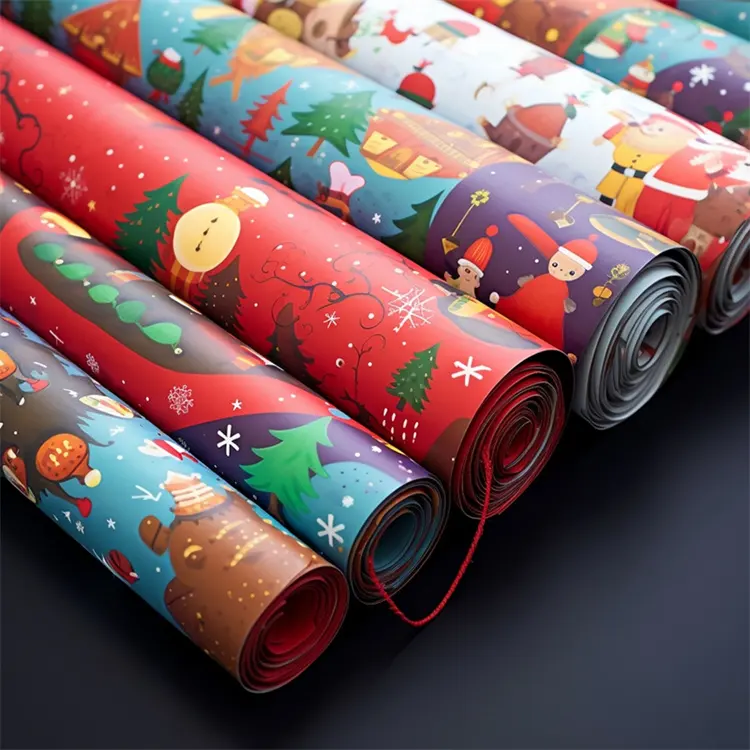 Embalaje de Navidad Papel de liar Papel de seda Rollo de papel de regalo personalizado creativo de alta calidad