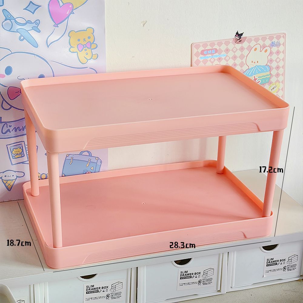 Estante de almacenamiento de doble capa, rosa