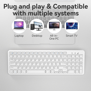 BOW Genuine HW256 Ergonomic Office Gaming Universal 2.4G <strong>Multi</strong>-device Wireless <strong>Keyboard</strong> <strong>and</strong> <strong>Mouse</strong> Combo Cute for Computer - Product Image 2