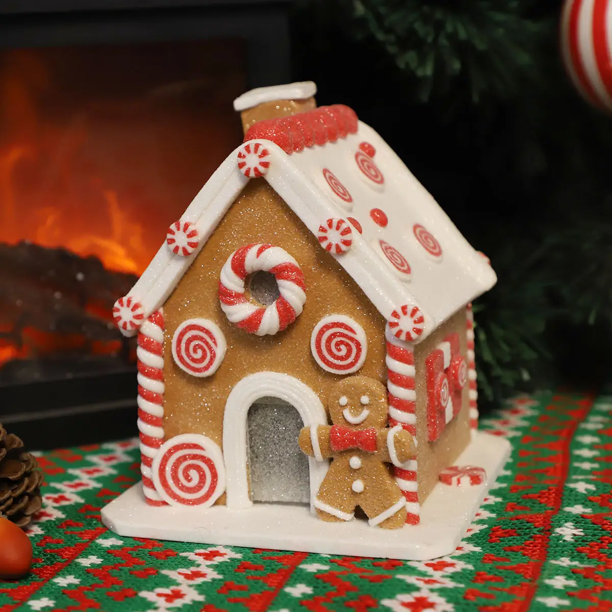 Weihnachten LED Lebkuchen haus Weihnachts dorf hängende Dekorationen Tonteig Weihnachts figur Ornamente Urlaub Handwerk Spielzeug