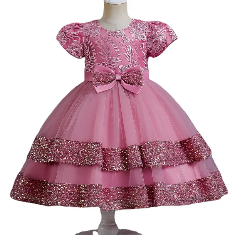 Irls-Vestido corto de princesa Elsa para niñas, prenda de lujo personalizada para fiestas de cumpleaños y bodas