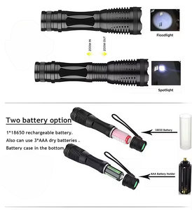 ไฟฉาย LED กันน้ำแบตเตอรี่ T6ชาร์จได้18650 taschenlampe ไฟฉาย lighttra Power Flashlight zoomable Bright - Product Image 6