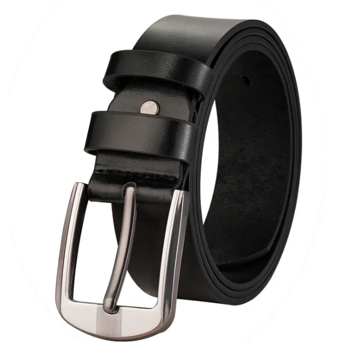 Cintura da uomo in vera pelle nera con fibbia a piastra reversibile di nuovo Design di vendita calda