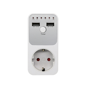 Presa per conto alla rovescia a doppio controllo presa elettrica intelligente da 10 ore per doppio interruttore di interfaccia USB con spina EU - Product Image 1