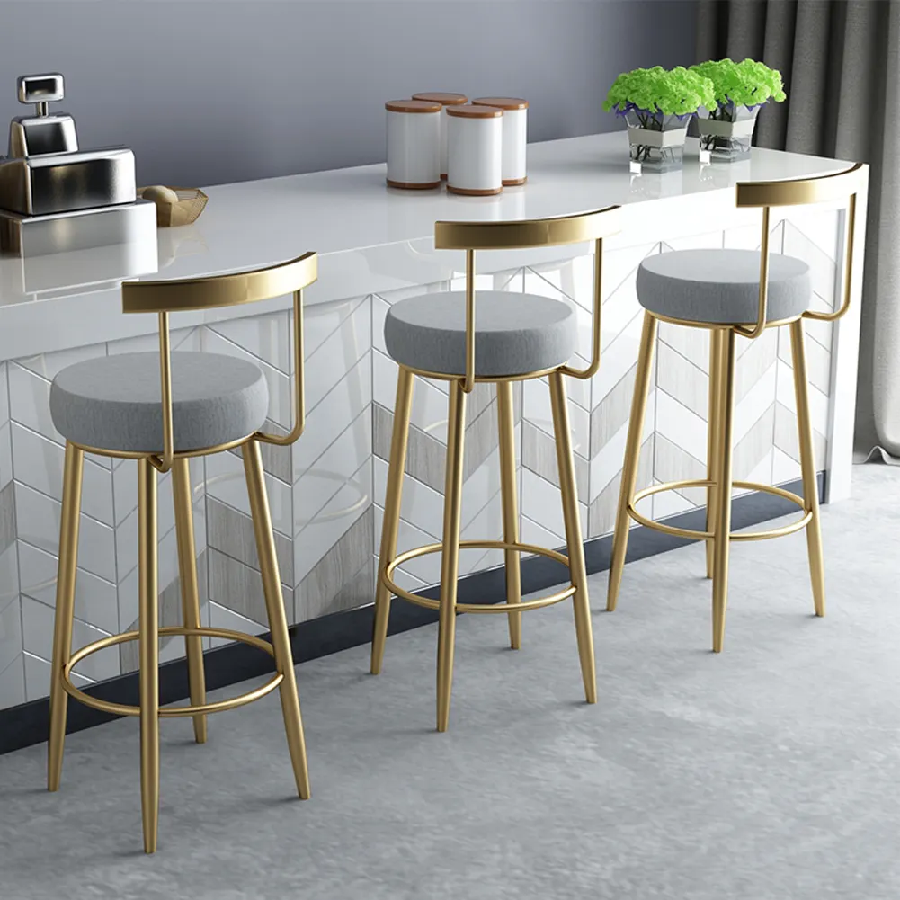 Bar tabureleri yeni ev uzun İskandinav Metal lüks altın kadife mutfak yüksek sandalye ucuz Bar tabureleri yüksek sandalye Bar masası