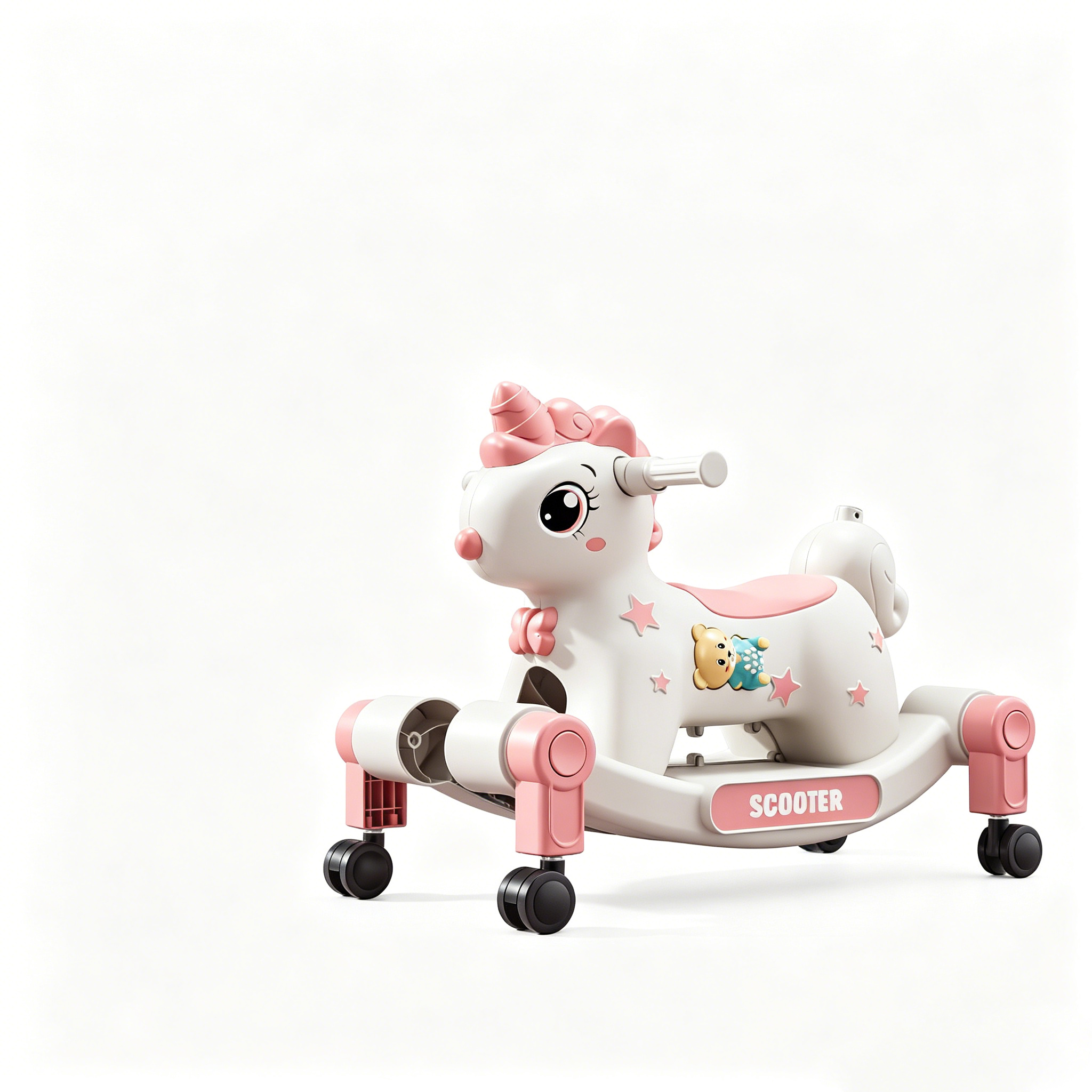 Grand coffret cadeau rose 2-en-1 coulissant + cheval à bascule