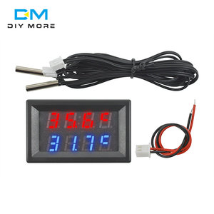 Mini termómetro Digital LED de doble pantalla, probador de Sensor de temperatura de 0,28 pulgadas con sonda de Metal impermeable NTC para interior, 4V-28V de CC - Product Image 1