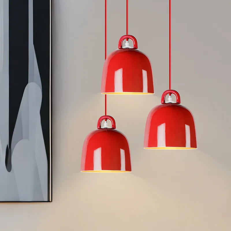 Luminária pendente de cerâmica vermelha para loft interior, lâmpada moderna de teto nórdica, lâmpada para restaurante e café, atacado de fábrica