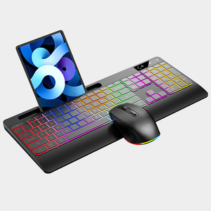 104 Keys Bluetooth Rechargeable RGB Backlit Wireless <strong>Keyboard</strong> and <strong>Mouse</strong> with Tablet <strong>Computer</strong> <strong>Keyboard</strong> and <strong>Mouse</strong> with Palm Rest - Product Image 1