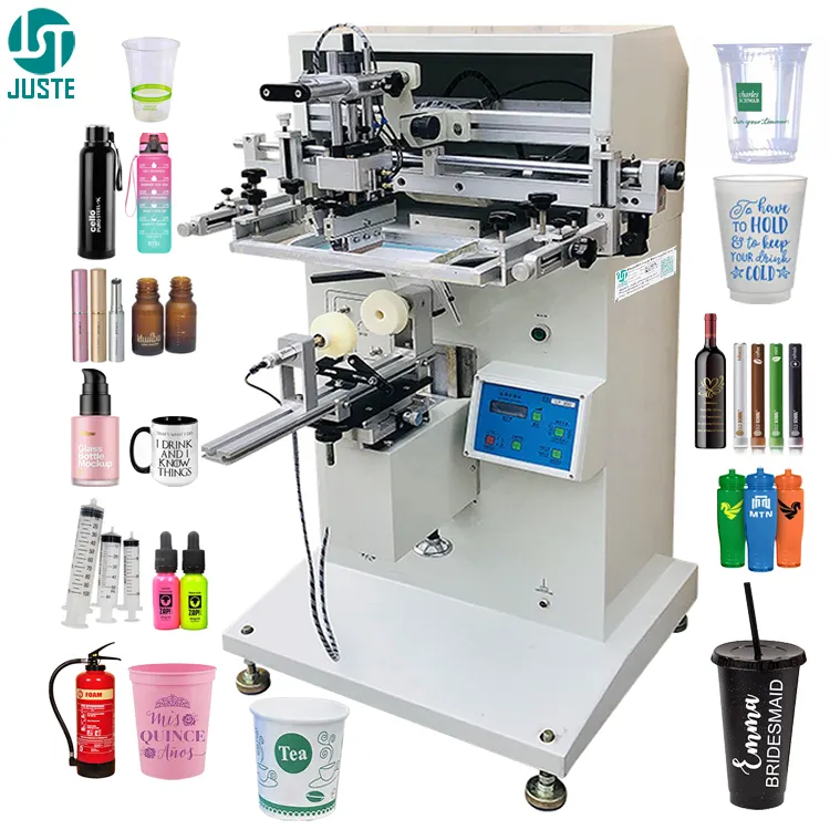 Máquina de impressão de tela de seda para canecas, impressora elétrica semi inteligente comercial automática para canecas de formato de odd