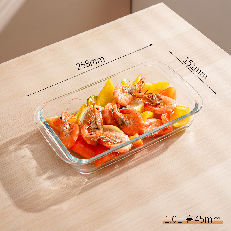 Plat de cuisson rectangulaire 1,0l-haut en verre borosilicaté