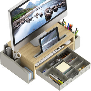 Adjustable Wooden Desktop Table Desk Laptop <strong>Computer</strong> <strong>Monitor</strong> Stand Riser Multi <strong>Function</strong> 3 in 1 Office Desk Organizer Pencil - Product Image 6
