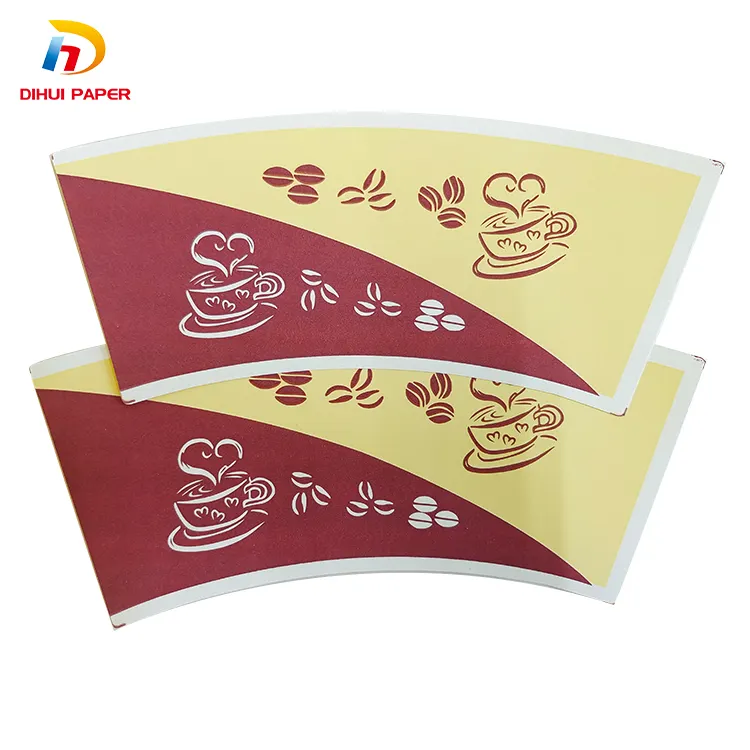 Wholesale very cheap printed paper fan with a cup paper cup fan shapes raw material price for algeria paper cup