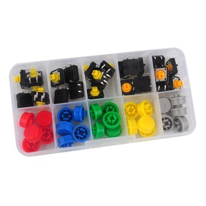 DIYmall 25pcs Tactile Push Button Schalter 12mm mit Keycap 5 Farben 10K Resistor Box Kit für Arduino ESP32 Bread board Programming