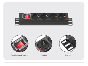 10&quot; 1U 16A 4 Ways Germany Type PDU With On-<strong>off</strong> Switch 2m 1.5mm^2. Cable Power Distribution Units for Data <strong>Center</strong> - Product Image 4