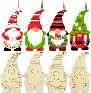 20 parça noel ahşap cüce askı süsleri bitmemiş ahşap dilim Elf ahşap dekorasyon ile halat noel DIY zanaat Pai