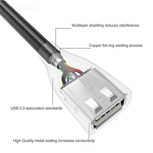 Focus สายเคเบิลเครื่องพิมพ์ USB สีดำความเร็วสูง2.0สายต่อสาย USB ตัวผู้เป็นตัวขยาย M F สายเคเบิลข้อมูลความเร็วสูง - Product Image 3