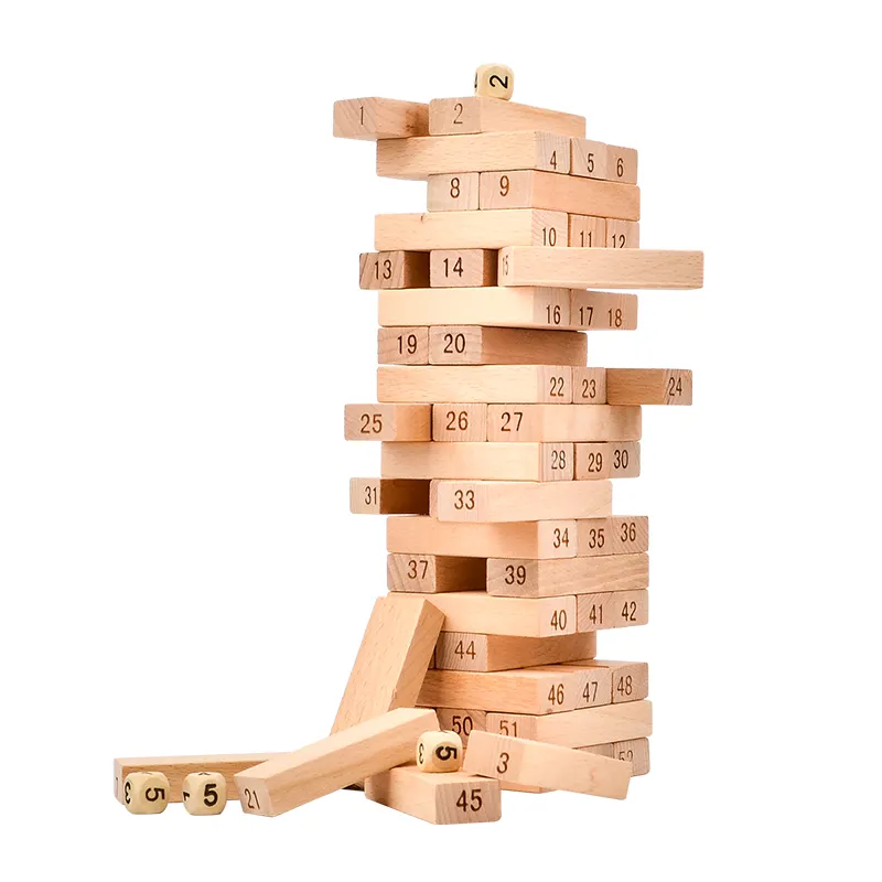 Torre de madera bloques de construcción de bricolaje dominó juego de niños Juguetes