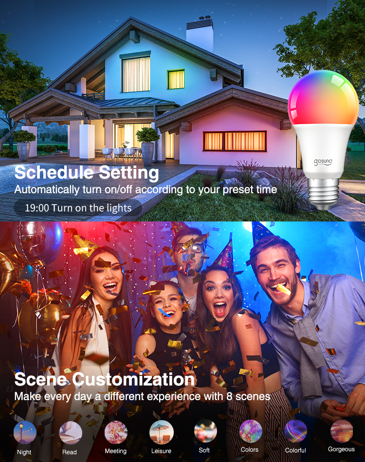 2021 home automation wifi smart lighting 2.4G 4-zone remote controlled rgb rgbw rgbww color changing led smart light bulbs