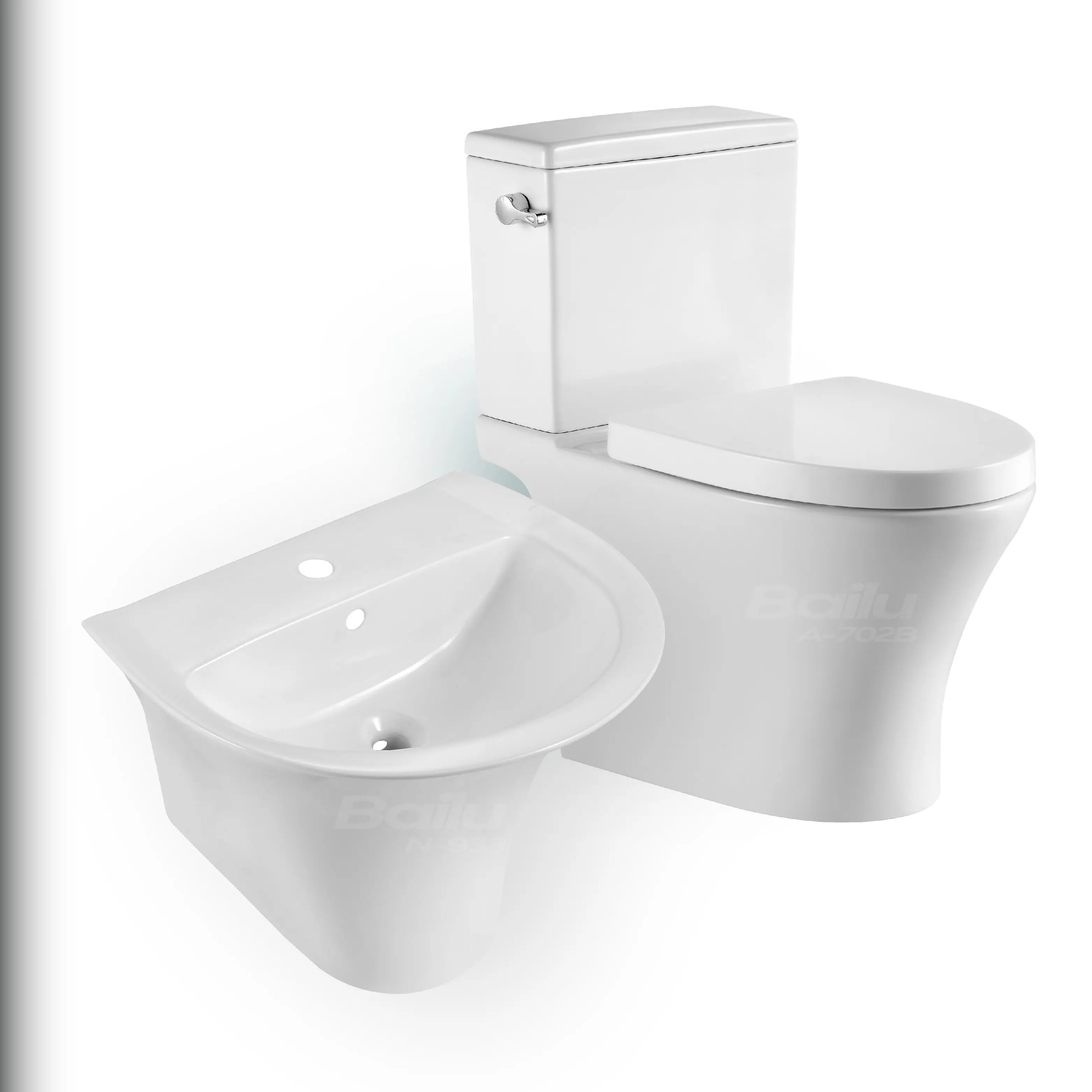 BAILU SETS 933 salle de bain exécutive occidentale de haute qualité ensemble complet 2 avec ensembles de toilette pot réservoir chasse d'eau luxe et évier en vrac