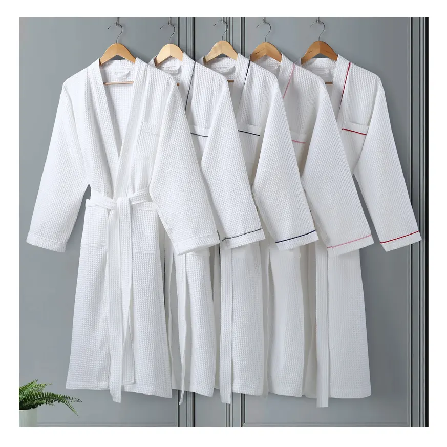 Cotton Trắng Ladies Áo Choàng Tắm Dài Tay Nhật Bản Kimono Bán Buôn Spa Áo Choàng Tắm Cho Phụ Nữ