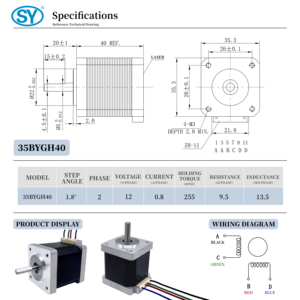NEMA 14 35x35x40mm. 8A 500mm dây dẫn 25ncm 1.8deg động cơ bước lưỡng cực nhỏ - Product Image 3
