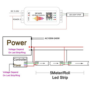 SP107E светодиодный контроллер пикселей IC SPI музыкой с помощью мобильного приложения для WS2812 SK6812 RGBW APA102 полосы SP002E USB контроллер DC5-24 - Product Image 6