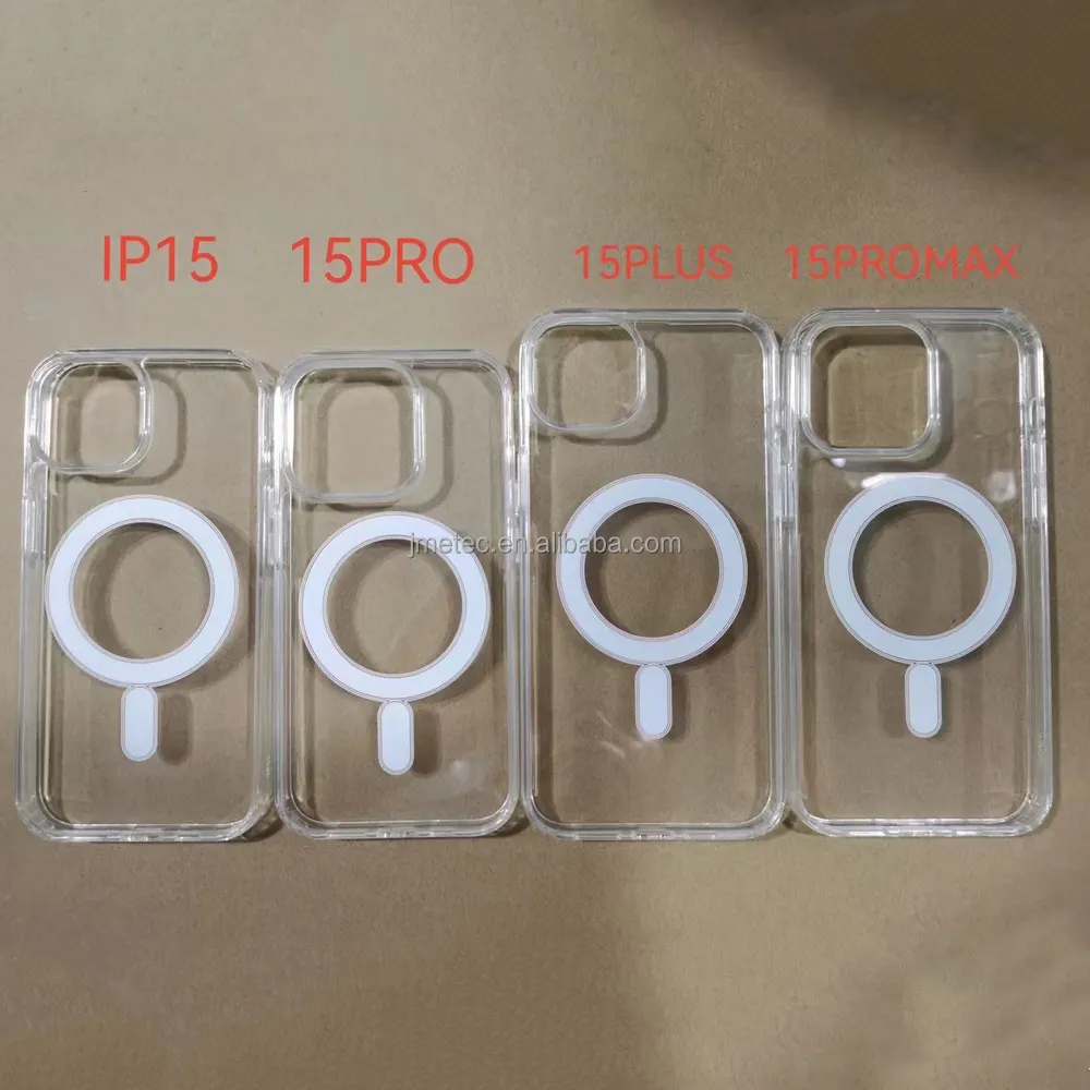 Sarung ponsel magnet bening antikuning, aksesori pc transparan untuk IPhone 15 pro max 14