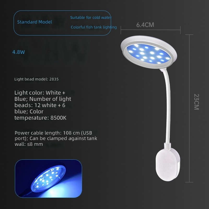 Lámpara mini usb con clip azul y blanco 4,8w blanco