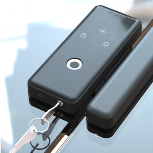 Glass Fingerprint Door <strong>Lock</strong> Stain Steel Double Sliding Door <strong>Lock</strong> <strong>Blue</strong> Tooth Tuya Mechanical <strong>Key</strong> Remote Control <strong>Lock</strong> - Product Image 2