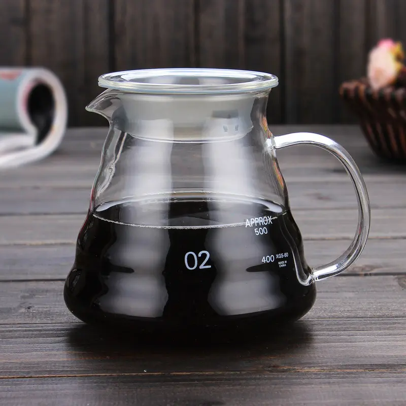  Hot Sale wholesale Kitchen Appliances V Shaped 60 Pour Over Coffee Maker Glass Coffee Sharing Pot Coffee Server Tea Pot