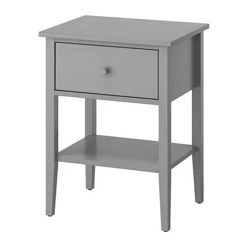 Dark Grey Tapered Thin Leg Single Drawer Bedside Table