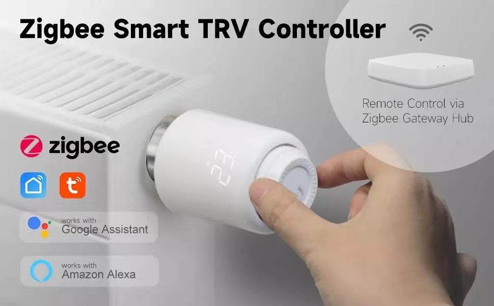 TRV ZigBee Smart Wi-Fi LED Segment Screen Tuya Wireless Digital Thermostatic Radiator Valve Smart Radiator Thermostat Valve