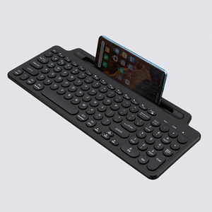 Teclado inalámbrico con Bluetooth y soporte incorporado, fácil Control multimedia para tableta de oficina/teléfono/ordenador/portátil