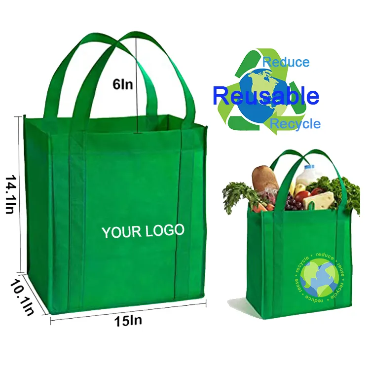 Benutzer definierte umwelt freundliche nachhaltige wieder verwendbare faltbare faltbare Supermarkt-Einkaufstasche Vlies tragen zusammen klappbare Einkaufstasche