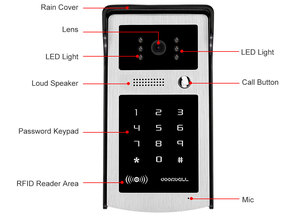 Anjielo, alta calidad, seguridad para el hogar, videoportero con cable, cámara de vídeo RFID, sistema de intercomunicación para teléfono, tarjeta de soporte, desbloqueo con contraseña