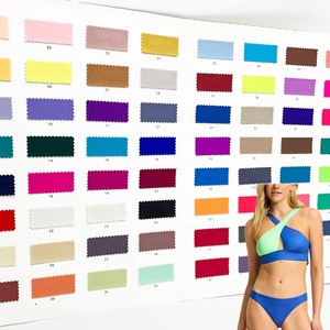 Không Có Moq Sáng Bóng Đồng Bằng Wicking 200gsm 4 Cách Căng Elastane Nylon <span class=keywords><strong>Spandex</strong></span> Vải Trượt Băng Mặc Bikini Đồ Bơi Bãi Biển Mặc Vải - Product Image 1