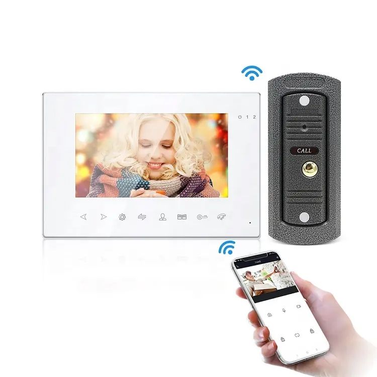4-Wire WiFi Villa Vídeo Porteiro Intercom Rede IP 1080p Resolução Câmera Colorida Motion Detection Monitor Função