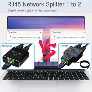 1000Mbps以太网分路器RJ45局域网适配器，适用于2台设备视频分路器和转换器，用于网络共享 - Product Image 2