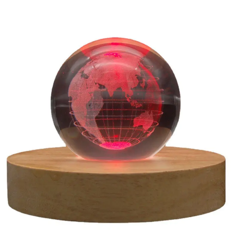 6CM Durchmesser Globe Miniaturen Kristall kugel 3D Laser gravierte Quarzglas kugel Kugel Home Decoration Zubehör Geschenke