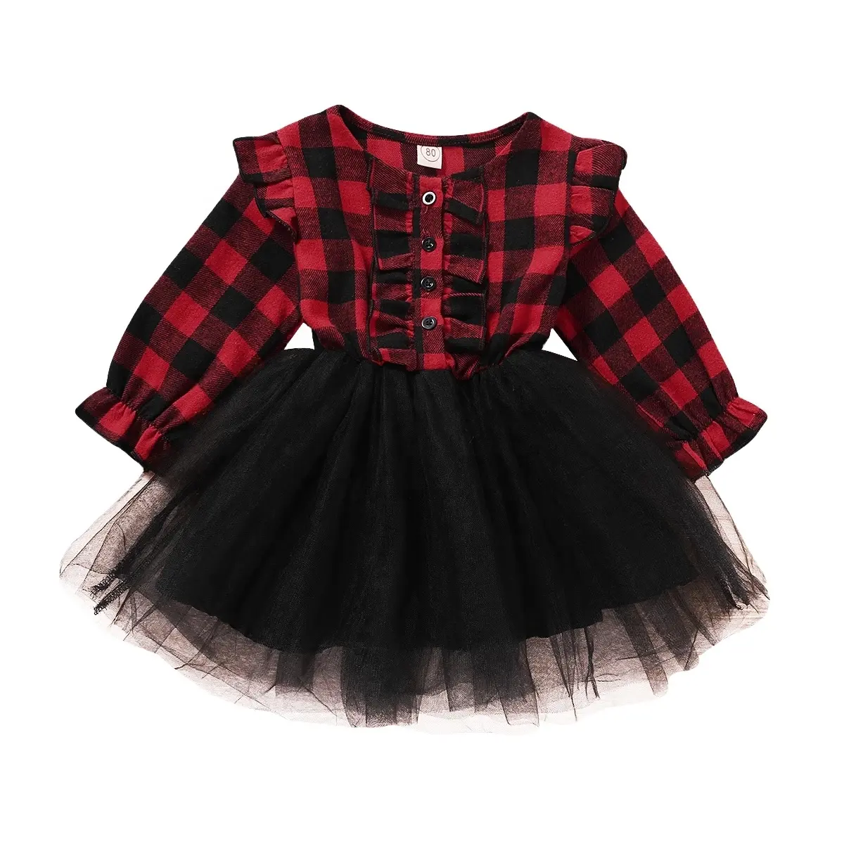 2021 bambini Vestiti per le Ragazze Di Natale Vestiti Del Partito Del Costume Plaid Rosso di Stampa Delle Ragazze Dei Bambini Del Vestito Elegante Del Merletto di Natale Abbigliamento Casual