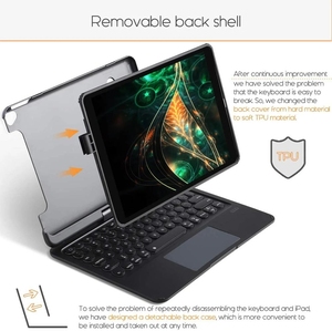 旋转背光触摸板键盘外壳适用于iPad Pro 11空气4/5 10.9第7第8第9 10.2空气3 10.5 Pro 9.7外壳阿拉伯iPad键盘 - Product Image 2