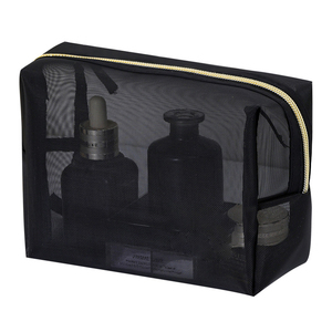 New Fashion Blank Black Mesh Cosmetic Bag Makeup <strong>Pouch</strong> Travel Net Transparent Toiletry Make up Bag for Cosmetics Organizer - Product Image 6