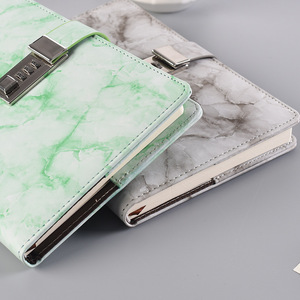 Retro Marble Pattern <strong>Notebook</strong> <strong>Lock</strong> Creative Simple Student Diary Soft Copy <strong>Notepad</strong> Wholesale Gift Thread Sewing Binding PU Paper - Product Image 3